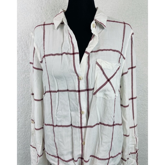 THREAD & SUPPLY • White Plaid Long Sleeve Button-Down Shirt - Picture 2 of 16